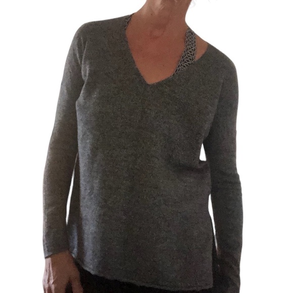 Aritzia  Babaton wool linen blend V neck pullover sweater size small - Picture 13 of 13